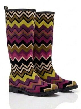 Girls MISSONI Chevron ZigZag Rubber Rain Boots Wellies Sz 3